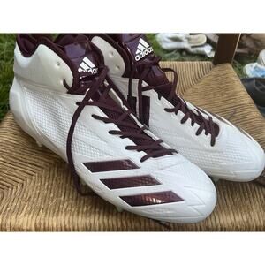 adidas Men’s Size 12 ADIZERO Football Cleats Cloud White/Burgundy New READ